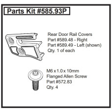 Набор для заглушек для крепления мягкой крыши Bestop арт. 585.93 (594.89) (состоит из 589.48, 589.49, 572.83 * 4 шт) Service Part Door Rail Rear Covers Supertop Ultra и Trektop Ultra 54925, 54725, 54724 для Jeep Wrangler JL 4 дв.